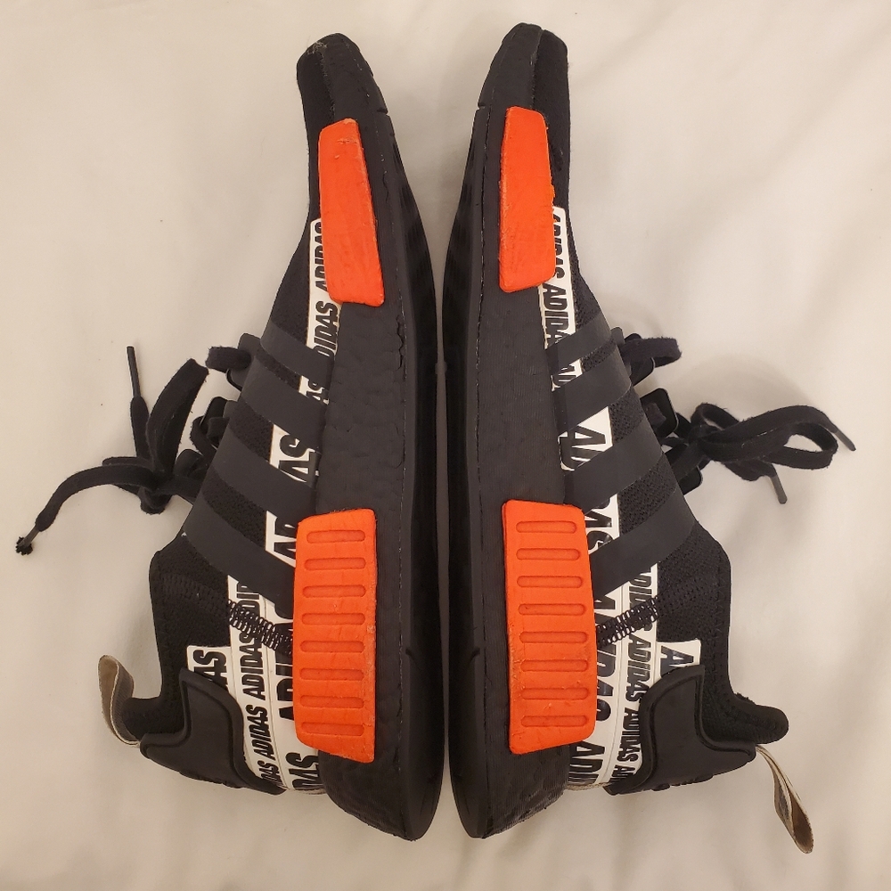 ADIDAS NMD_R1 J 'Wordmark Heel Stripe - Black Solar Red' Size 7